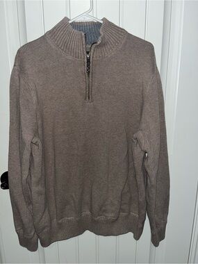 Eddie Bauer Men's Zip-Neck Sweater in Taupe